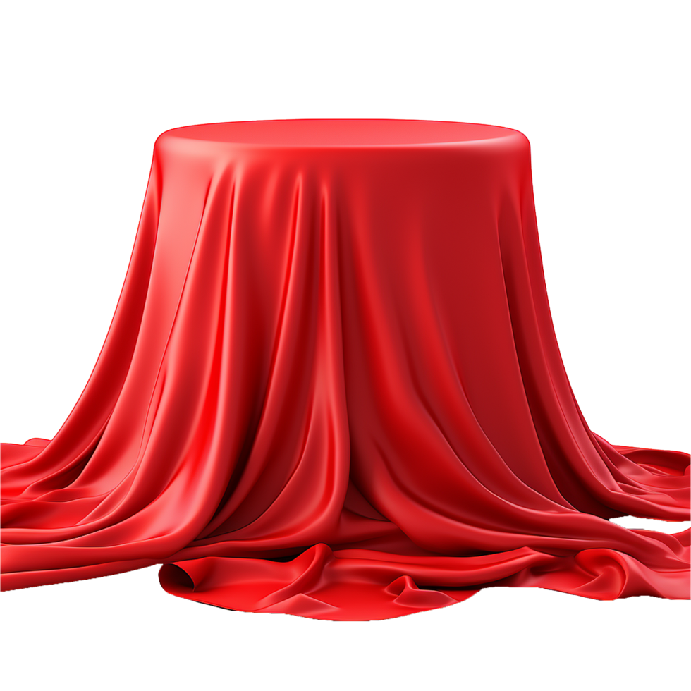 A Red Silk Cloth Draped Elegantly Over a Round Tabletop, Creating a Dramatic and Mysterious Scene png