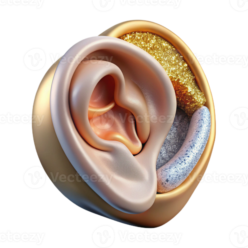 magnificent vintage Ear Anatomy Hearing Science Cutout Medical Illustration high quality png