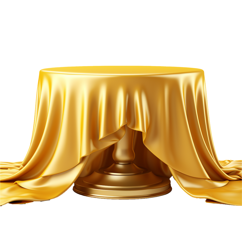 A Luxurious Golden Table Draped in Rich Silk Fabric, Elegant and Prestigious Display png