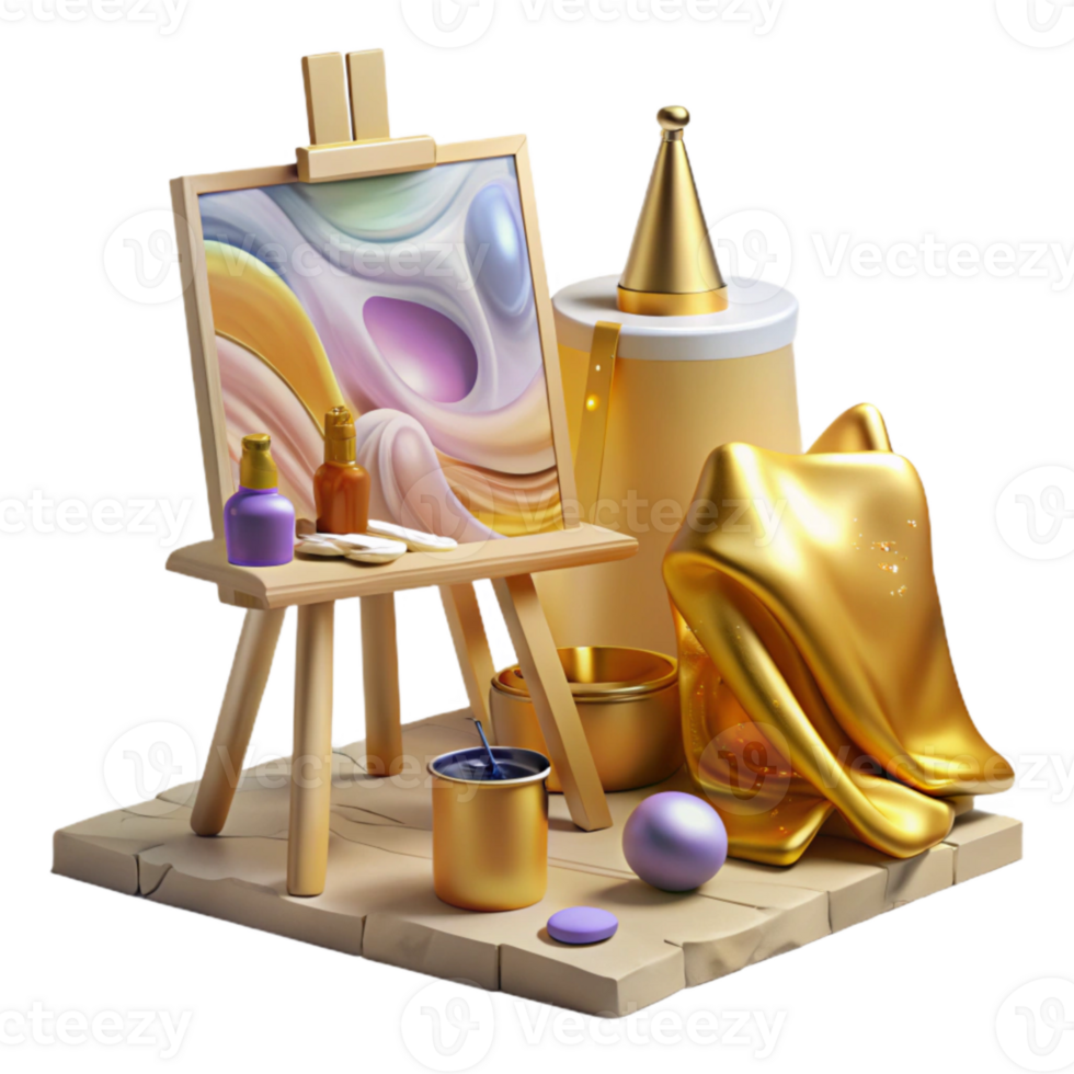 impressive abstract Easel Art Supply Painting Stand Creative Display Cutout for Art Gallery png