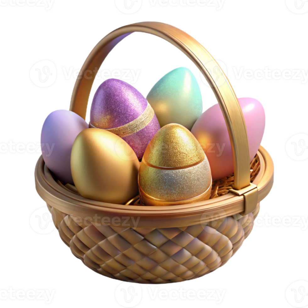 serene minimalist Easter Basket with Eggs Cutout for Spring Celebrations detailed png