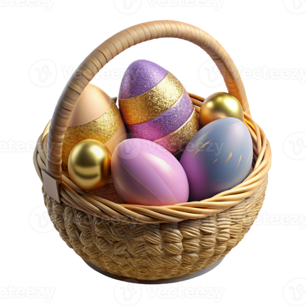 magnificent creative Easter Basket with Eggs Cutout for Spring Celebrations genuine png