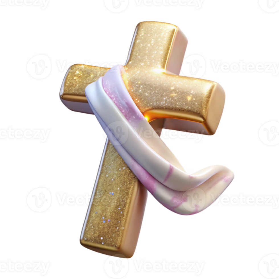 vibrant artistic Easter Cross Religious Symbol Transparent for Christian Holiday premium png