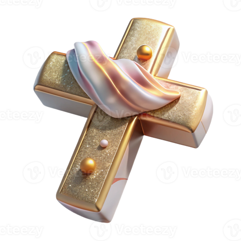 serene vintage Easter Cross Religious Symbol Transparent for Christian Holiday high resolution png