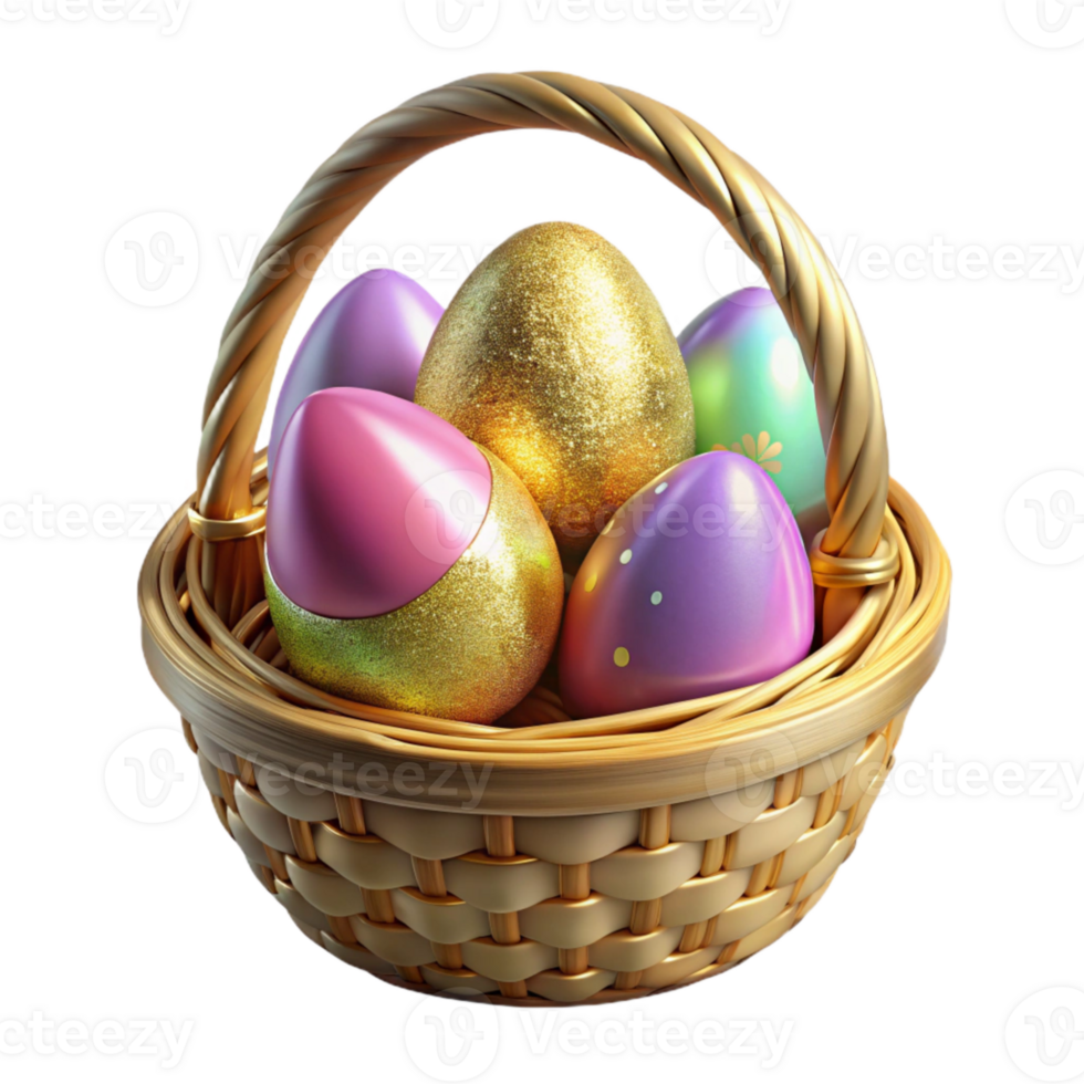 magnificent abstract Easter Egg Hunt Basket Isolated for Spring Activities authentic png
