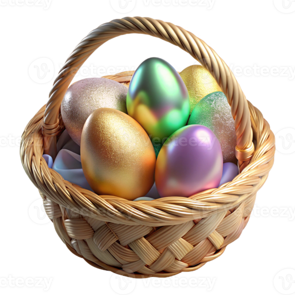 serene abstract Easter Painted Eggs in Basket Transparent for Spring Crafts exclusive png