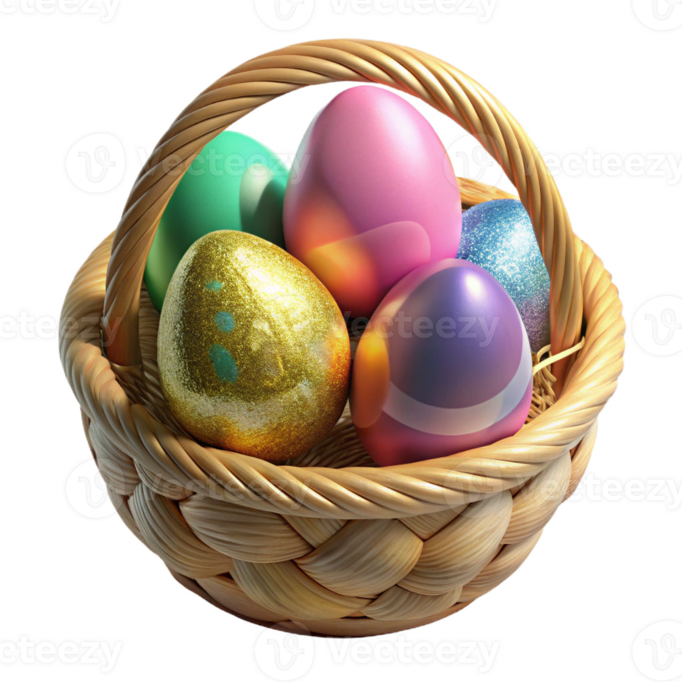 extraordinary rustic Easter Painted Eggs in Basket Transparent for Spring Crafts png