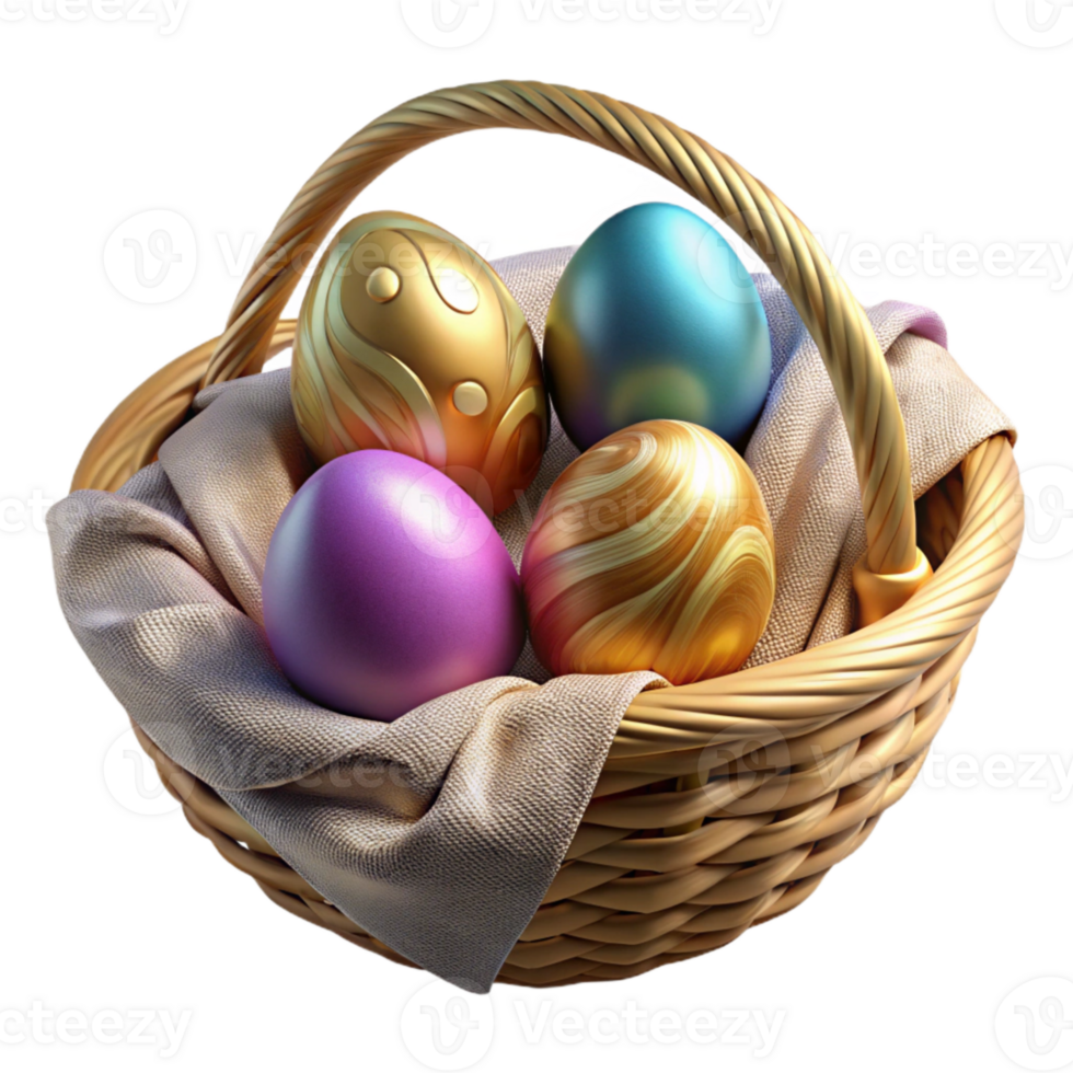 stunning artistic Easter Painted Eggs in Basket Transparent for Spring Crafts high quality png