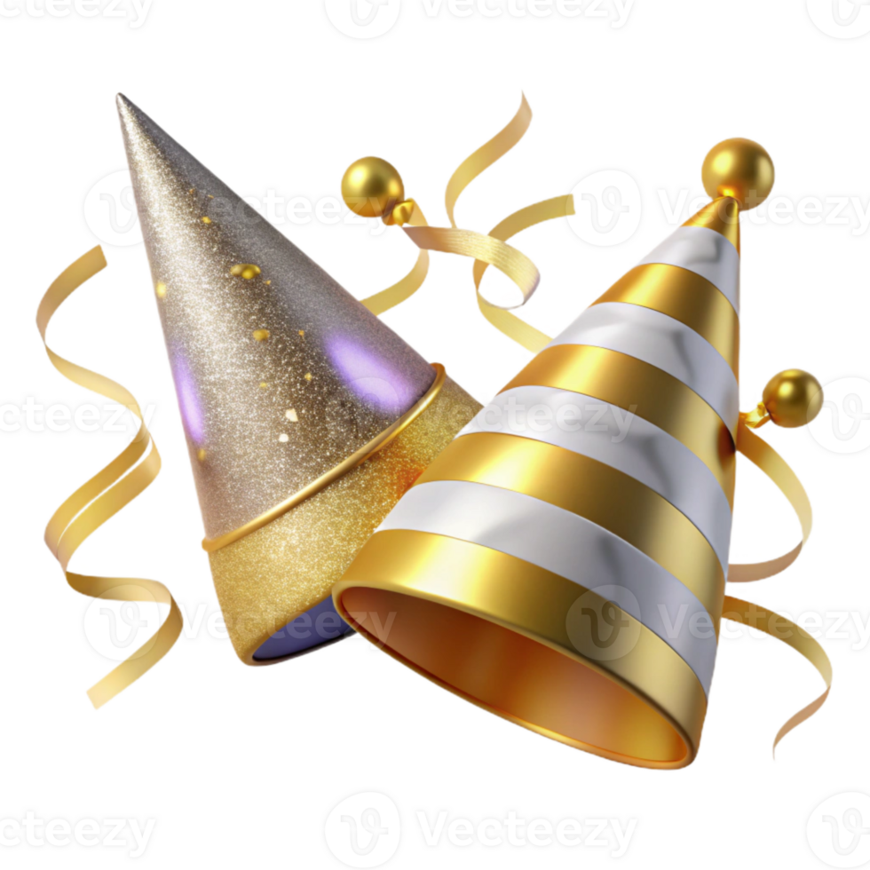 serene traditional Festive Party Hats and Streamers Cutout genuine png