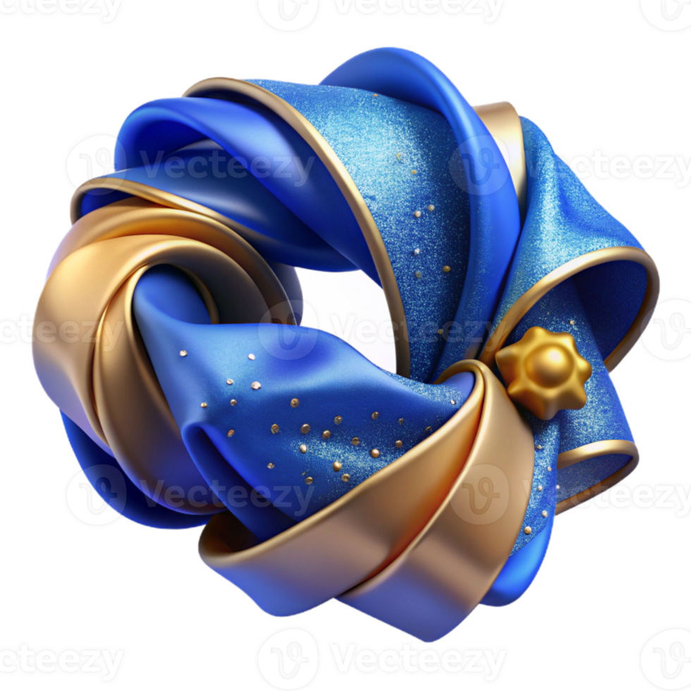 extraordinary abstract Festive Ribbon Blue Satin Decoration Isolated premium png