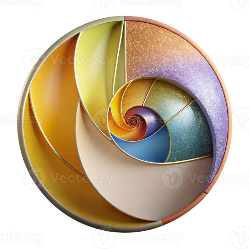 elegant abstract Fibonacci Sequence Diagram Cutout for Mathematical Art png