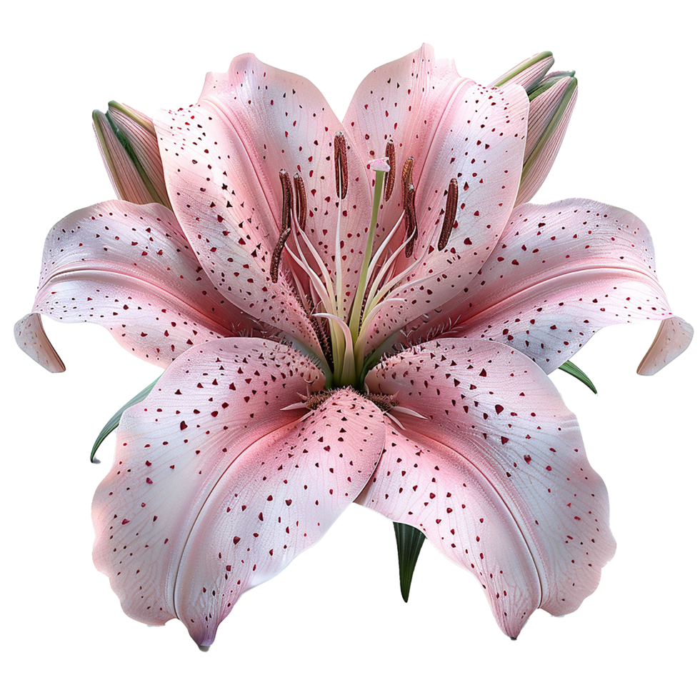 Closeup of a Pink Lily Flower with Maroon Spots Detailed Macro Photography png