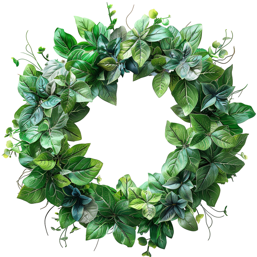 Lush Green Leaf Wreath Botanical Arrangement for Home Decor png