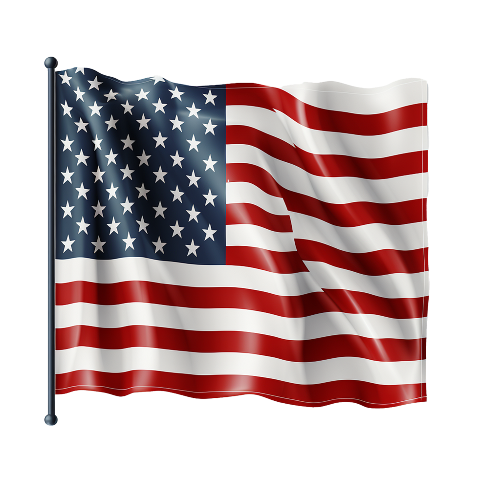 A Realistic 3D Render of the United States of America Flag Waving in the Wind png