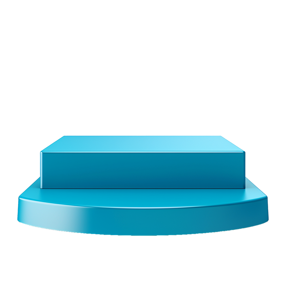 Abstract 3D Render of a TwoTiered Blue Platform or Podium with a Glossy Finish png