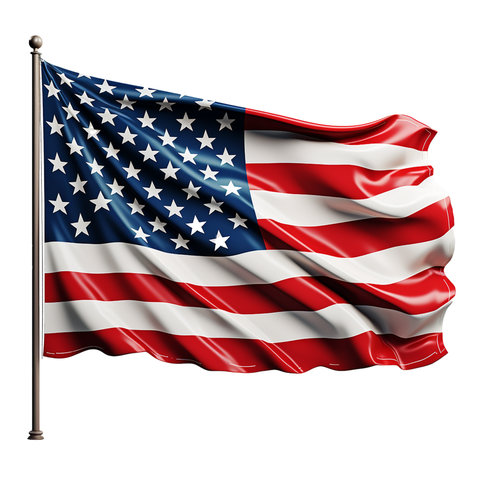 American flag waving proudly on a flagpole, a symbol of freedom and patriotism png