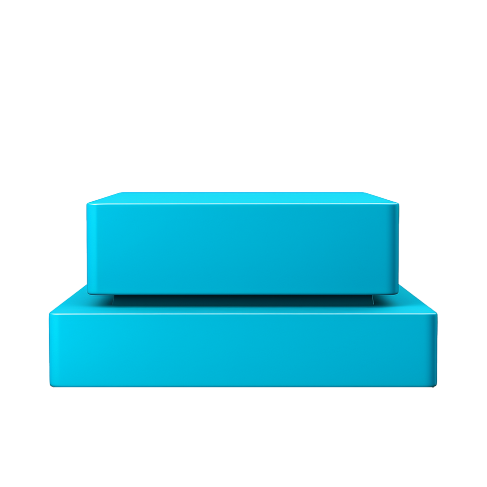 Abstract 3D Render of a TwoTiered Cyan Blue Platform or Podium for Product Display or Presentation png