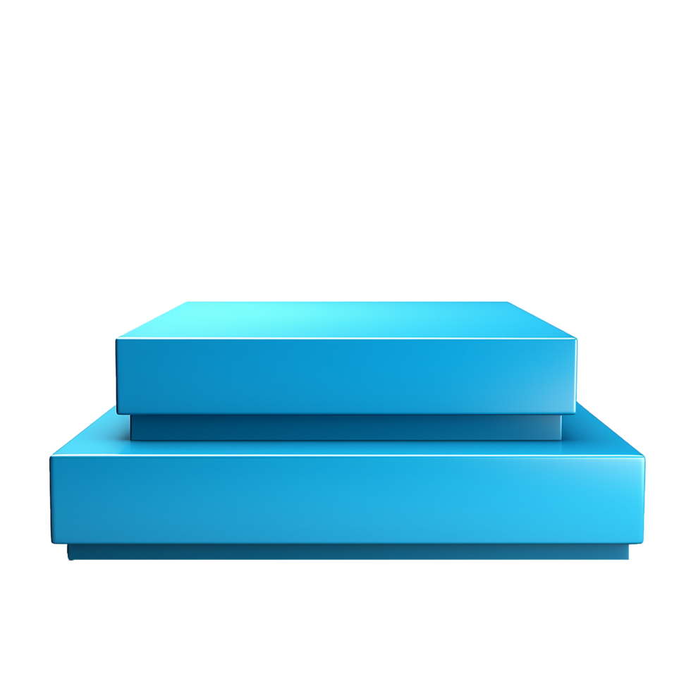 Abstract 3D Render of a TwoTiered Blue Platform on a White Background png