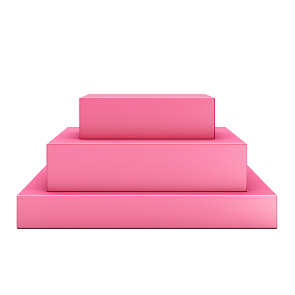 Three Pink Stacked Platforms Product Display Minimalist 3D Render png
