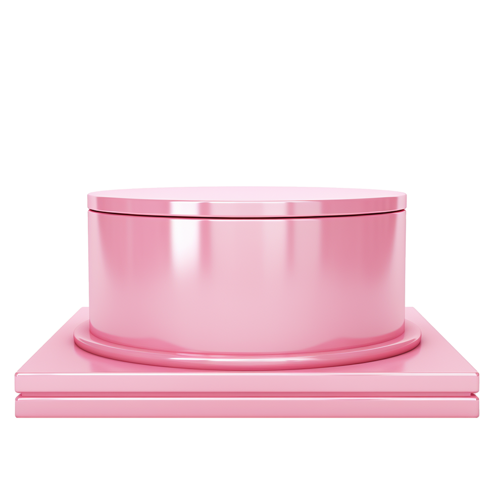 Elegant Pink Cylindrical Display Stand with Square Base for Product Showcase or Presentation png