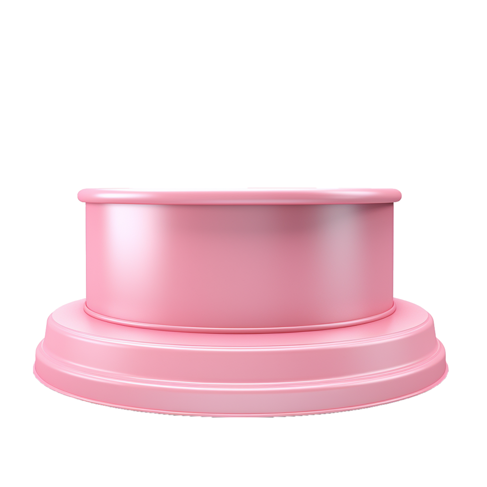 Pink cylindrical pedestal twotiered display stand for product showcase or branding png