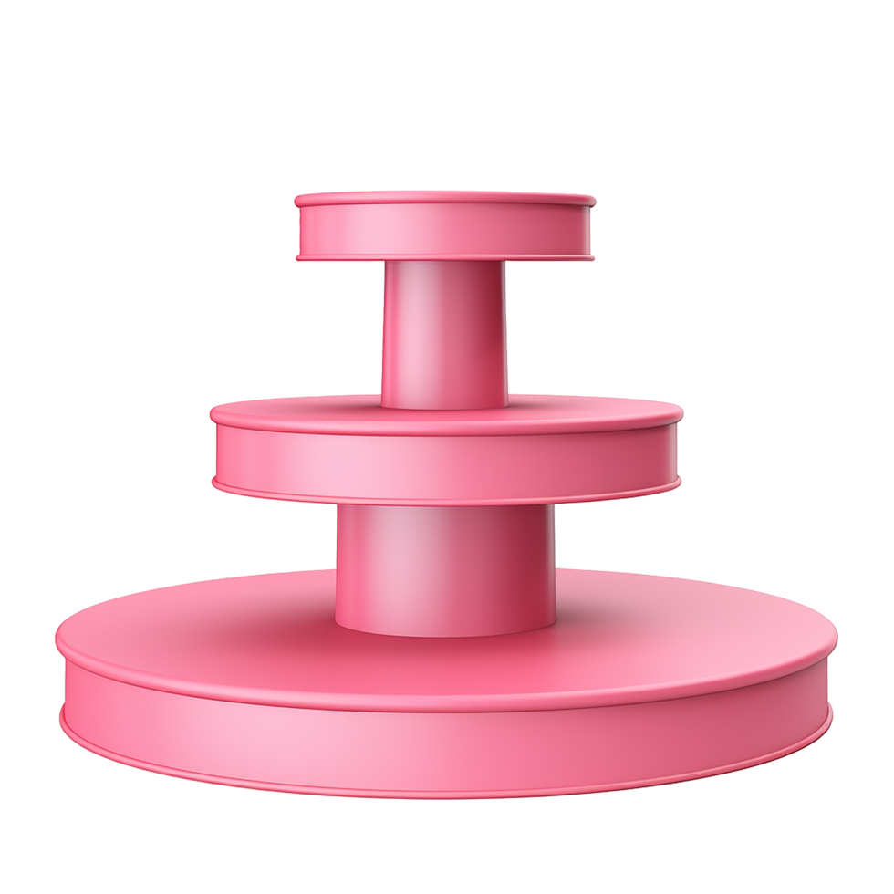 Three Tiered Pink Round Display Stand Product Showcase Pedestal for Cosmetics or Jewelry png