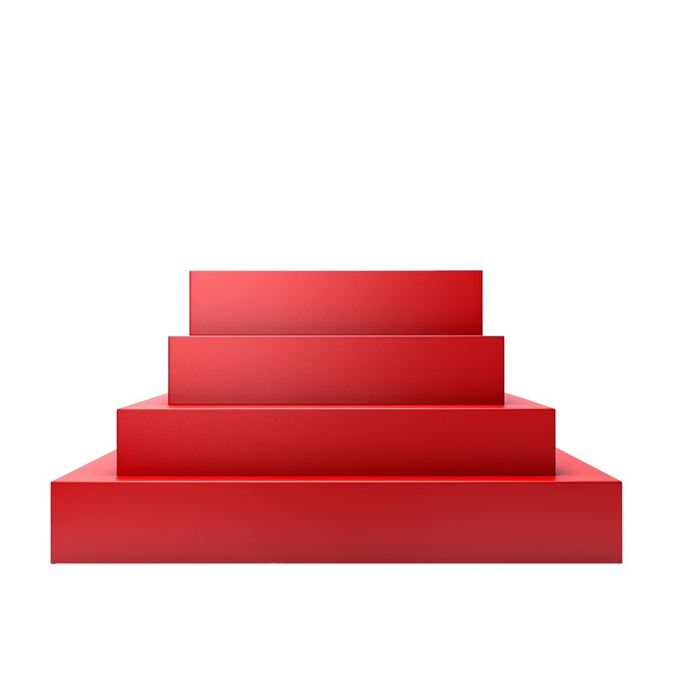 Abstract 3D Render of a Red ThreeTiered Platform Against a Pale Pink Background png