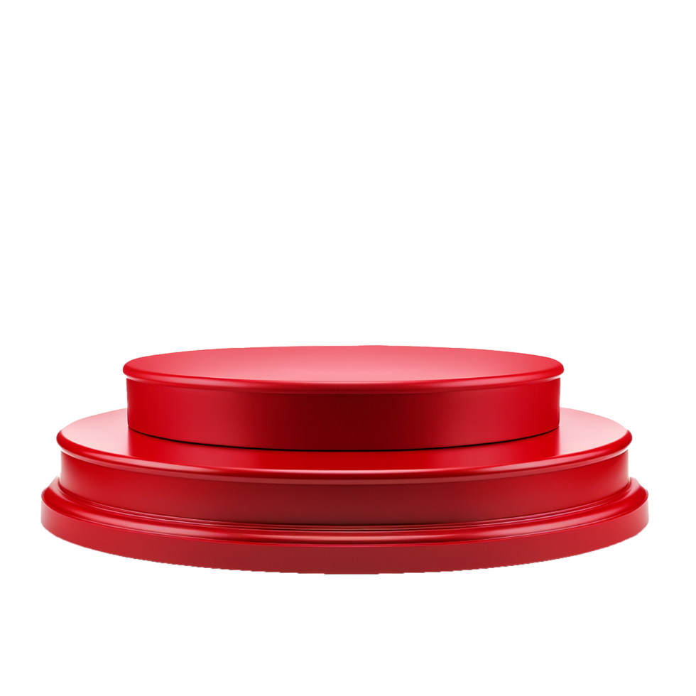 Twotiered Red Circular Pedestal Display Stand for Product Showcase or Award Ceremony png