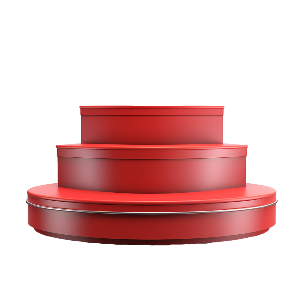 Three Tiered Red Circular Display Stand Product Presentation Platform png