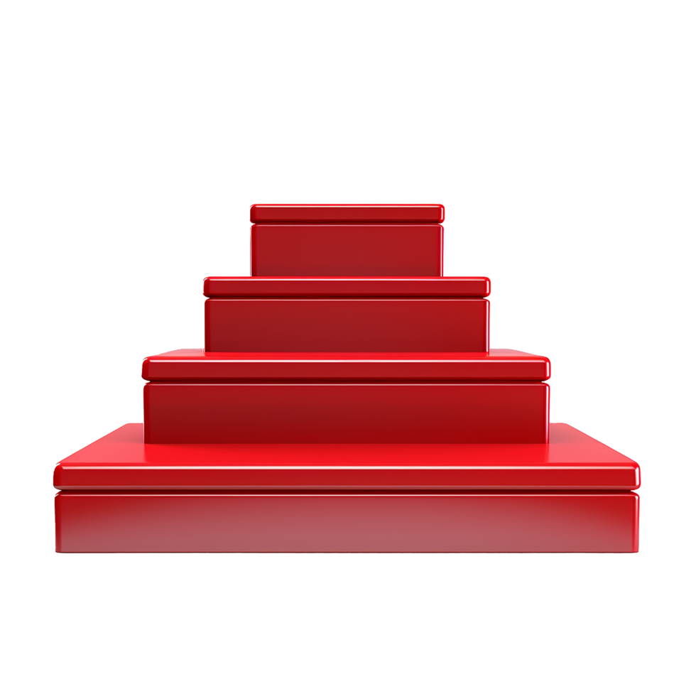 Abstract 3D Rendering of Red Staircase Platform Against a Pink Background png