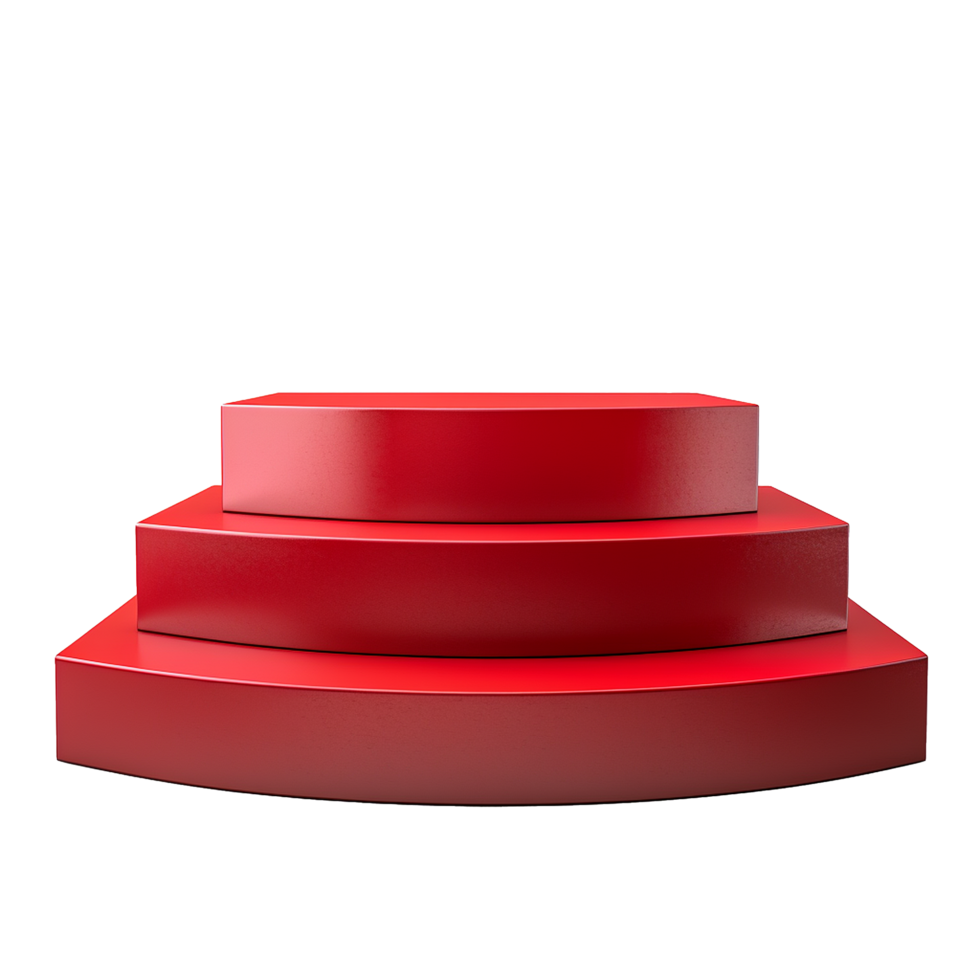 Threetiered red podium display stand product presentation stage background png