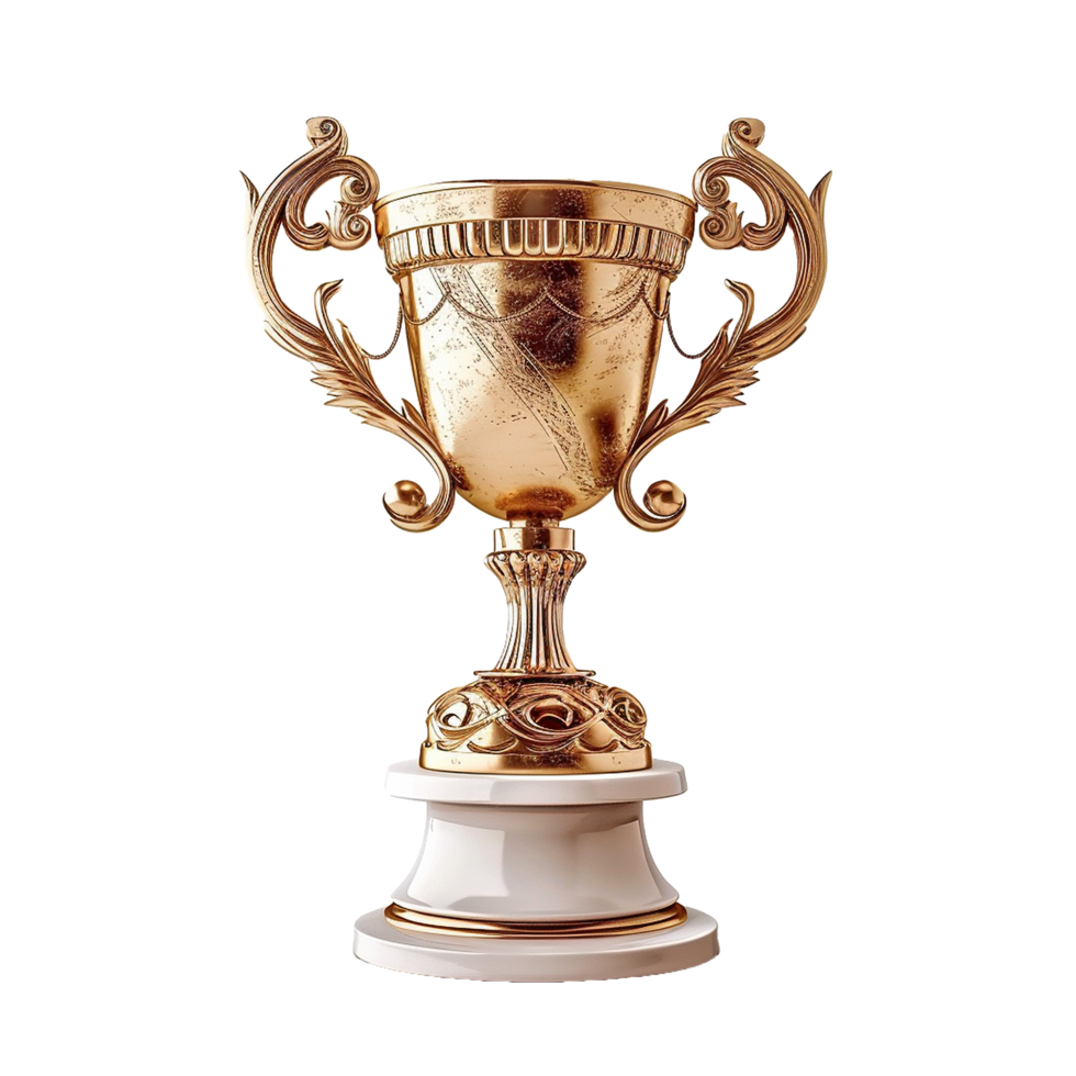 Luxurious Golden Trophy on a Marble Base A Symbol of Achievement and Excellence png