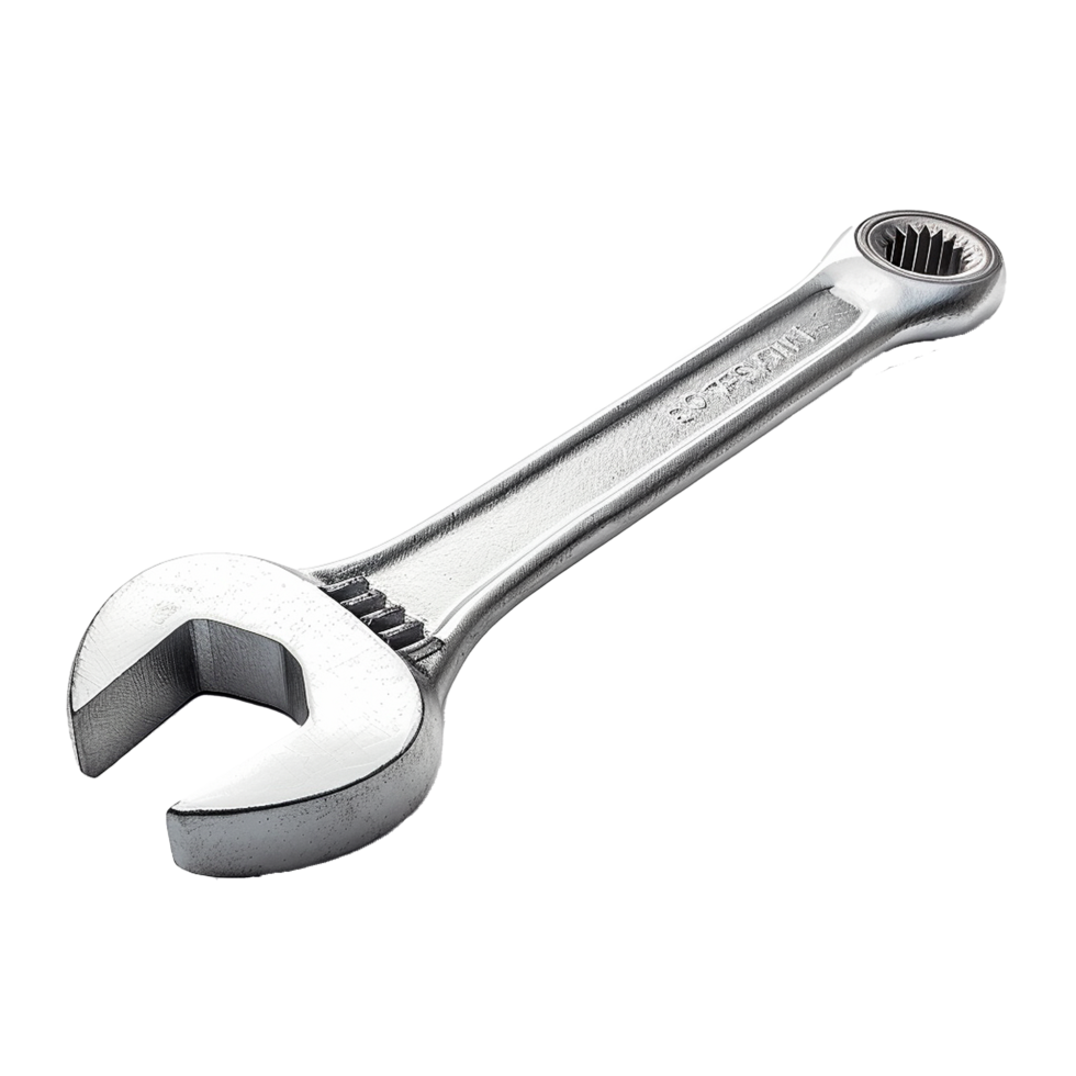 A Detailed Closeup of a Shiny Silver Wrench Tool for Mechanical Work png