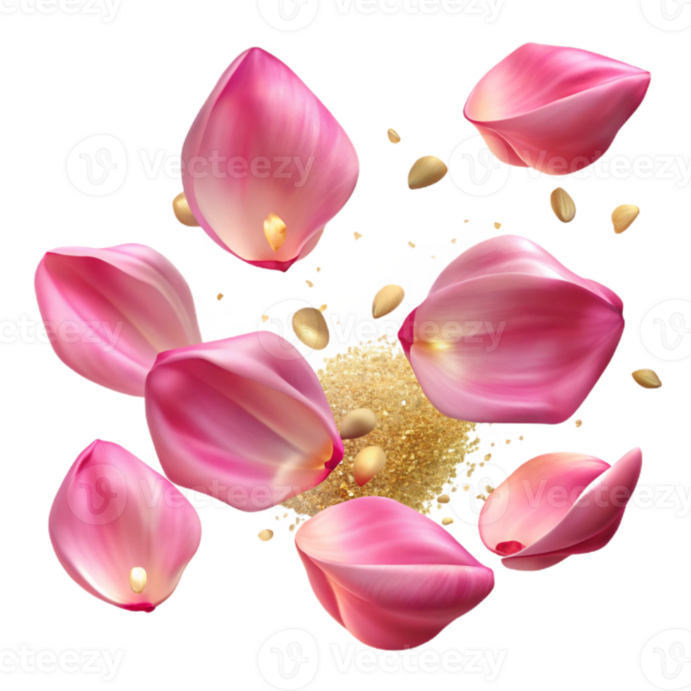 vibrant artistic Flower Petals Scattered Pink Transparent for Romantic Backgrounds original png