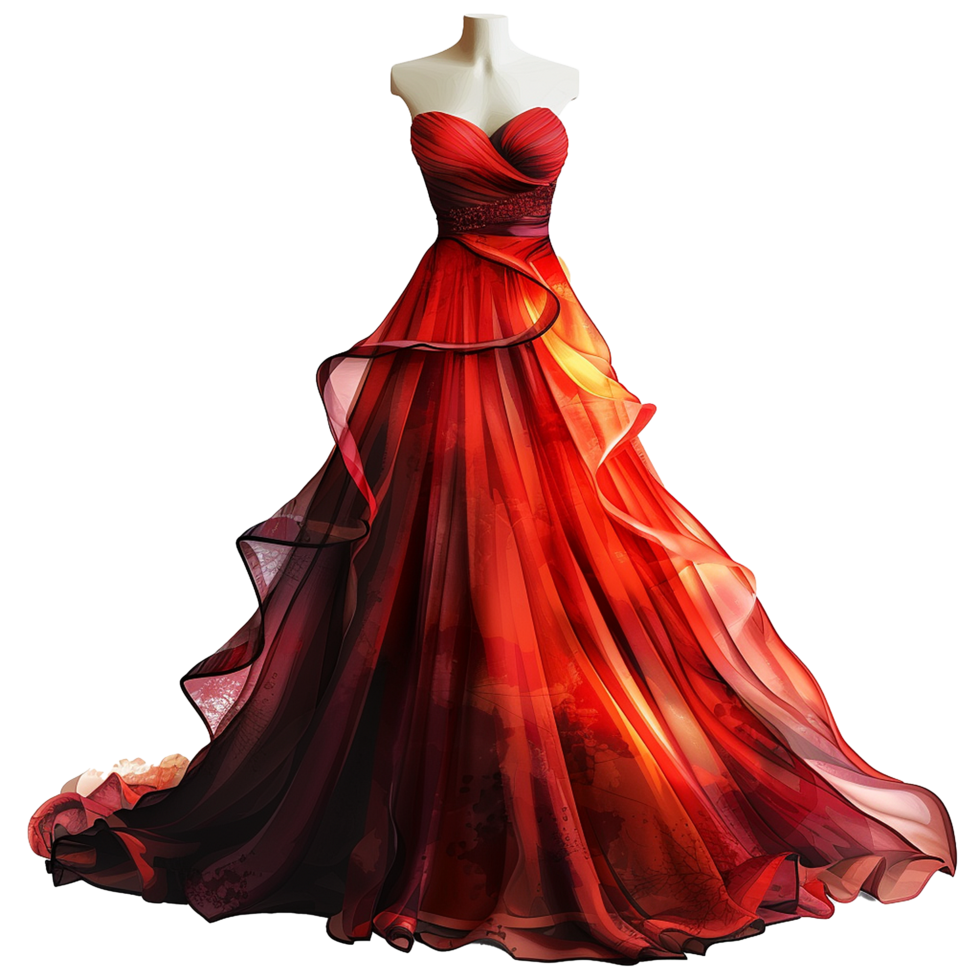Stunning Red Ball Gown Dress Design Illustration Fashion Image png