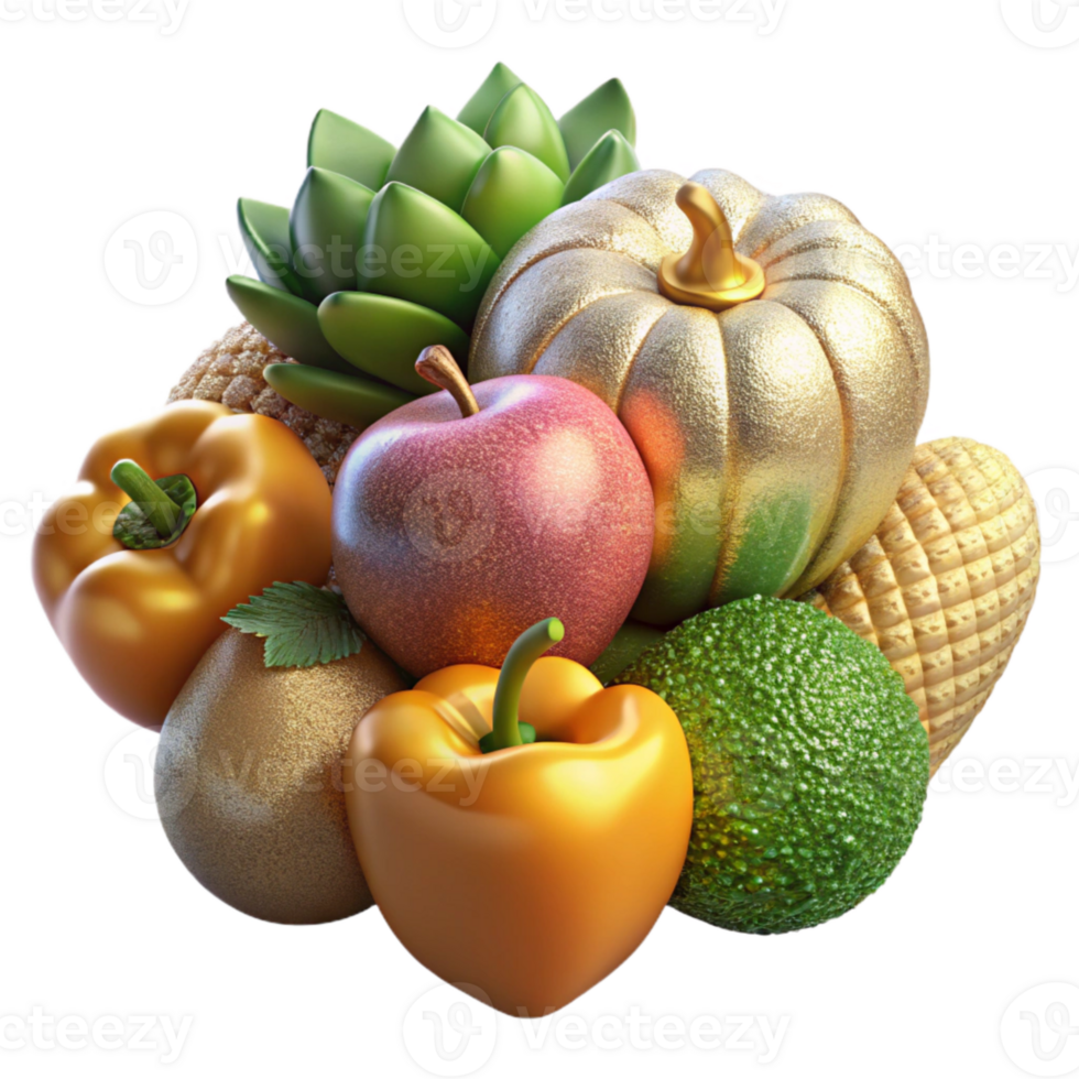 vibrant rustic Fruits and Vegetables Healthy Food Transparent for Grocery Stores original png