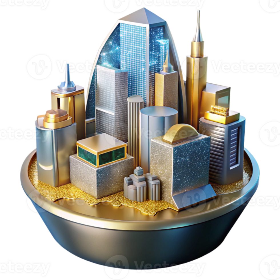 vibrant creative Futuristic Vr City Building Cutout for Architectural Visualizations professional png