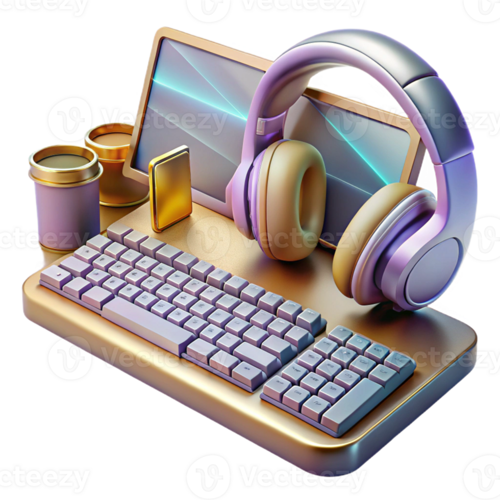 stunning creative Gaming Setup Keyboard Mouse Headset Cutout for Esports Streamers authentic png