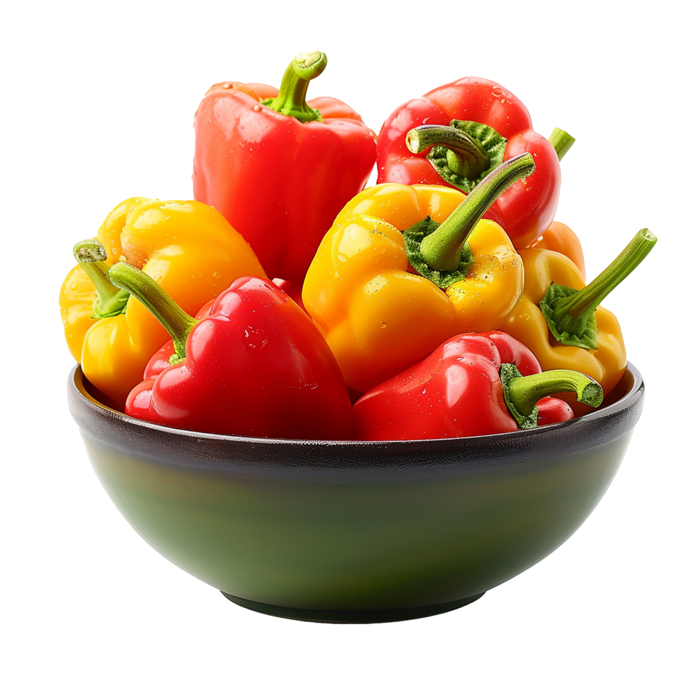A Bowl of Fresh Red and Yellow Bell Peppers Ready to Eat png
