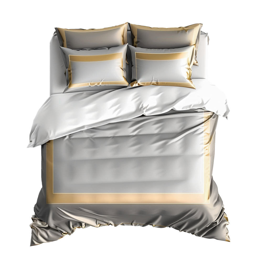 Elegant Gray and Gold Bedding Set Luxurious Duvet Cover and Pillowcase Ensemble png