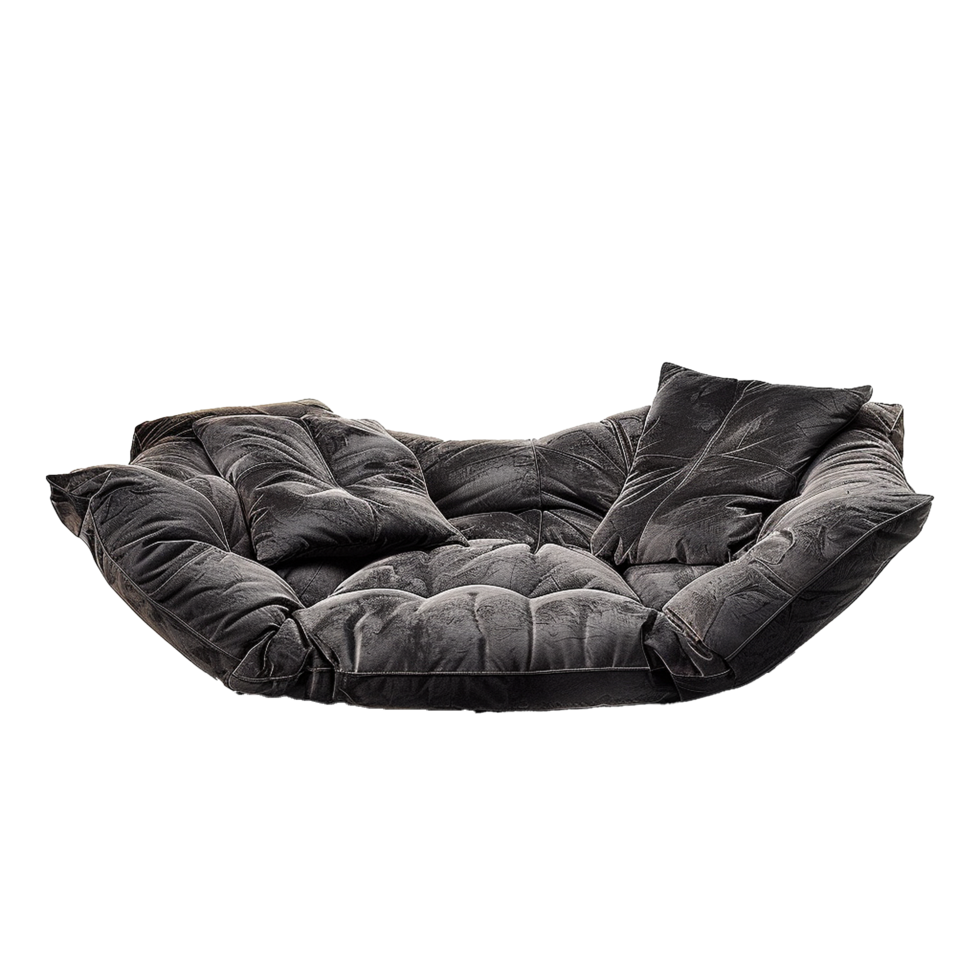 Dark Gray Velvet Tufted Modular Sofa with Pillows Modern Comfortable Lounge Furniture png