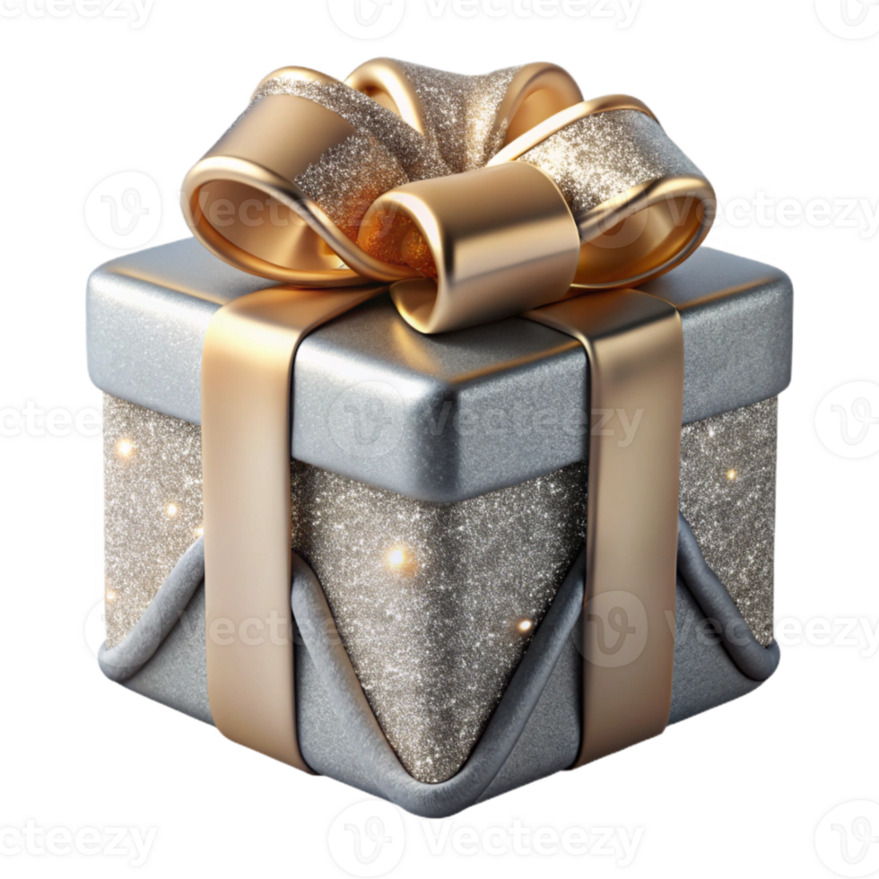 stunning rustic Gift Box Silver Glitter Present Transparent genuine png