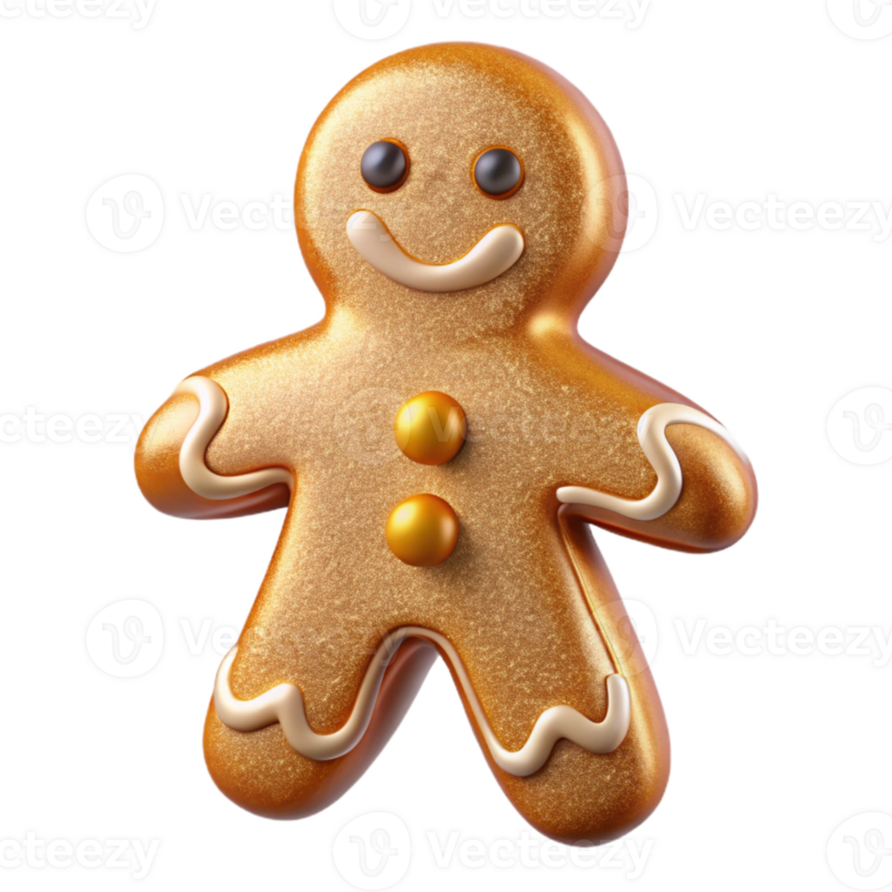 serene abstract Gingerbread Man Christmas Cookie Decorated Treat Isolated for Baking original png