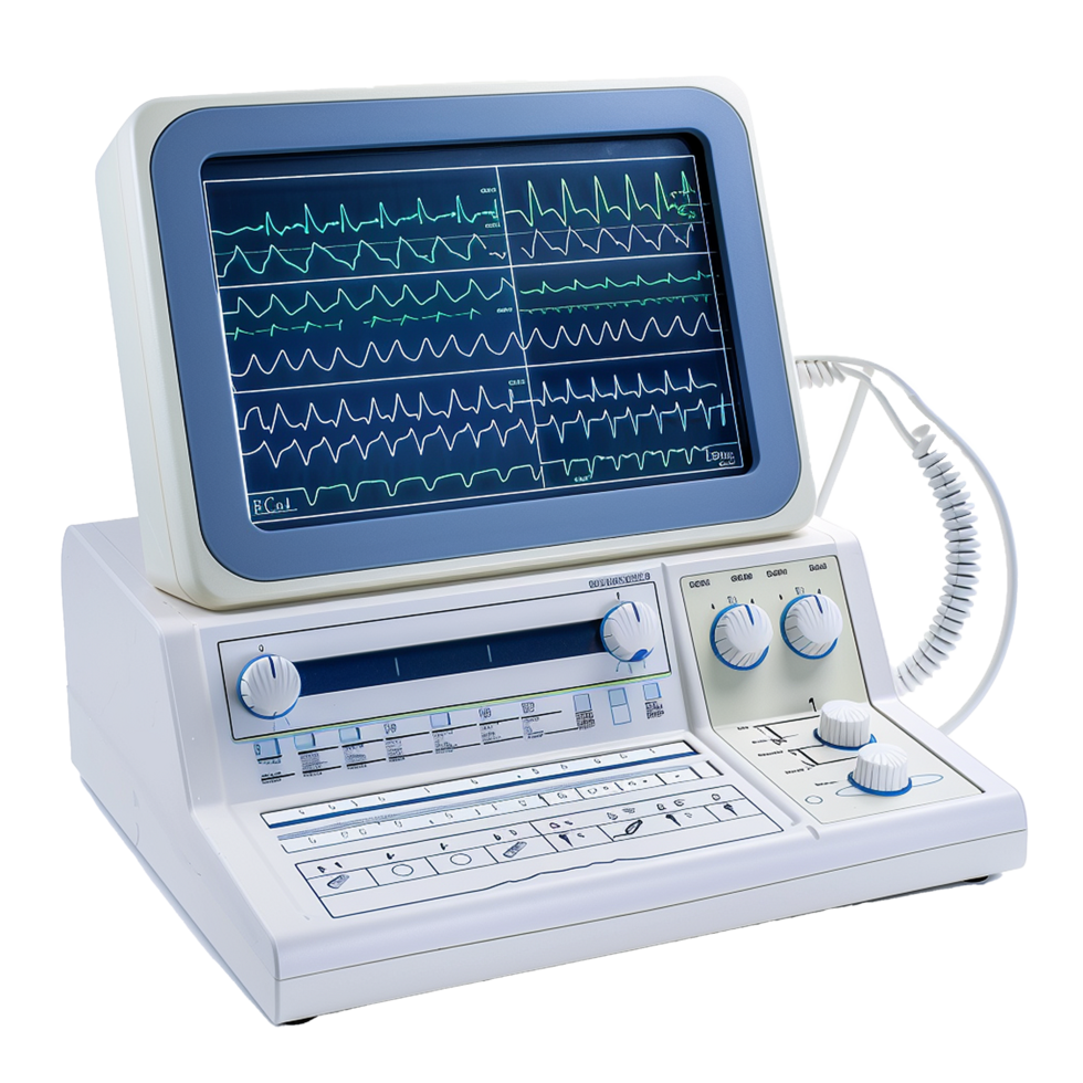 Advanced Medical Diagnostic Equipment HighResolution ECG Machine with Multiple Monitoring Capabilities png