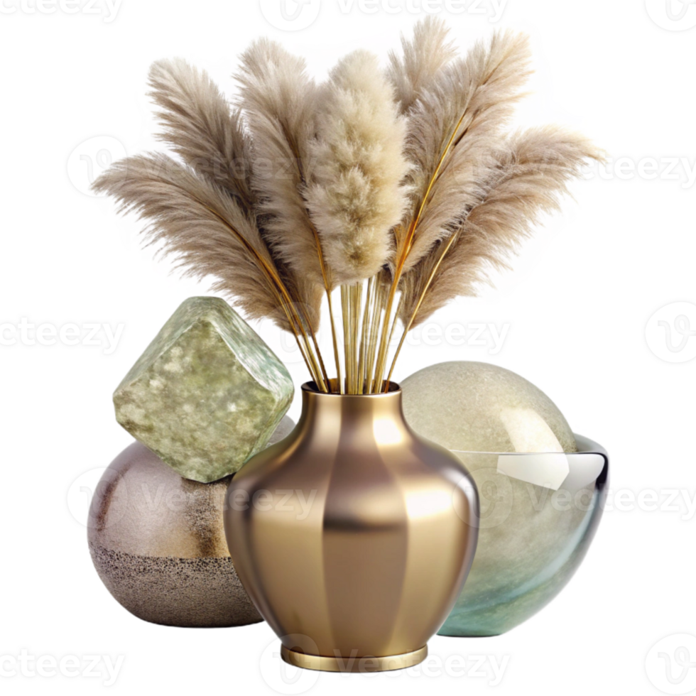 extraordinary rustic Glass Vase with Pampas Grass Isolated Home Decor high quality png