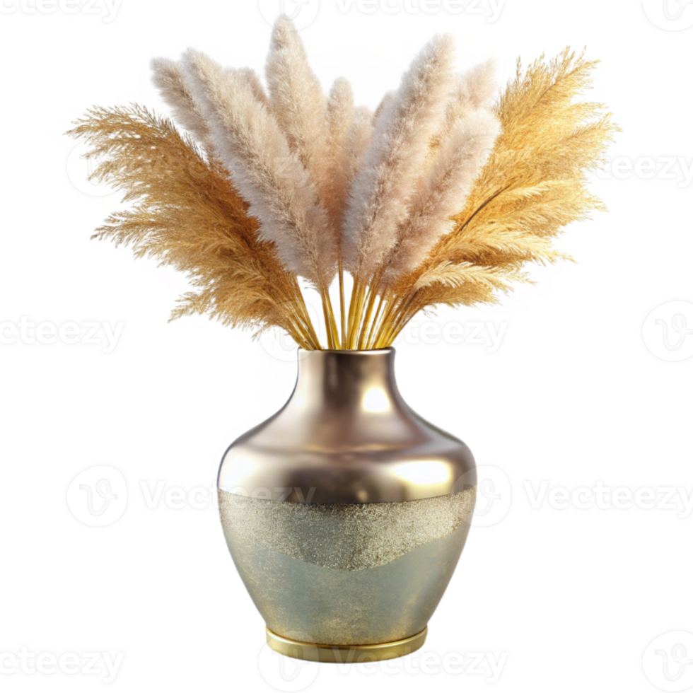 vibrant contemporary Glass Vase with Pampas Grass Isolated Home Decor authentic png