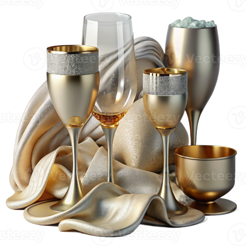 magnificent classic Glassware Collection Wine Glasses Champagne Flutes Elegant Design Isolated high resolution png