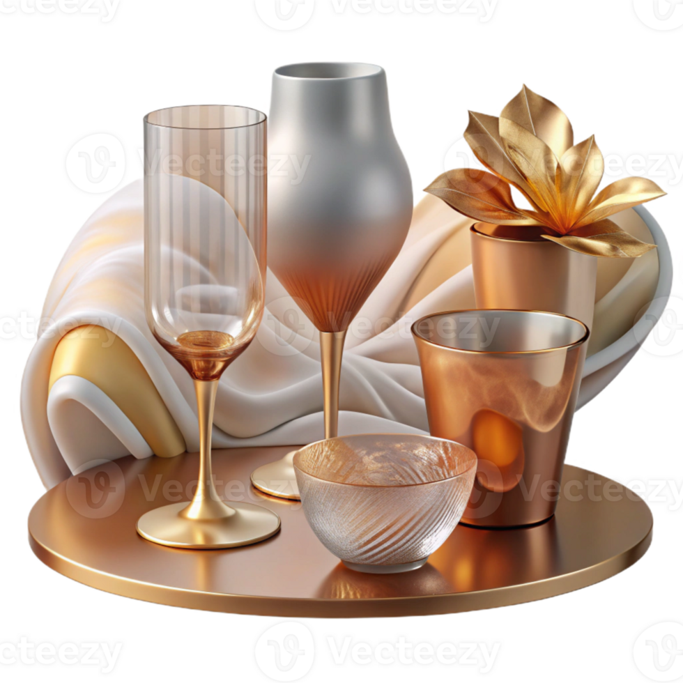 elegant traditional Glassware Set Transparent for Table Setting Design premium png
