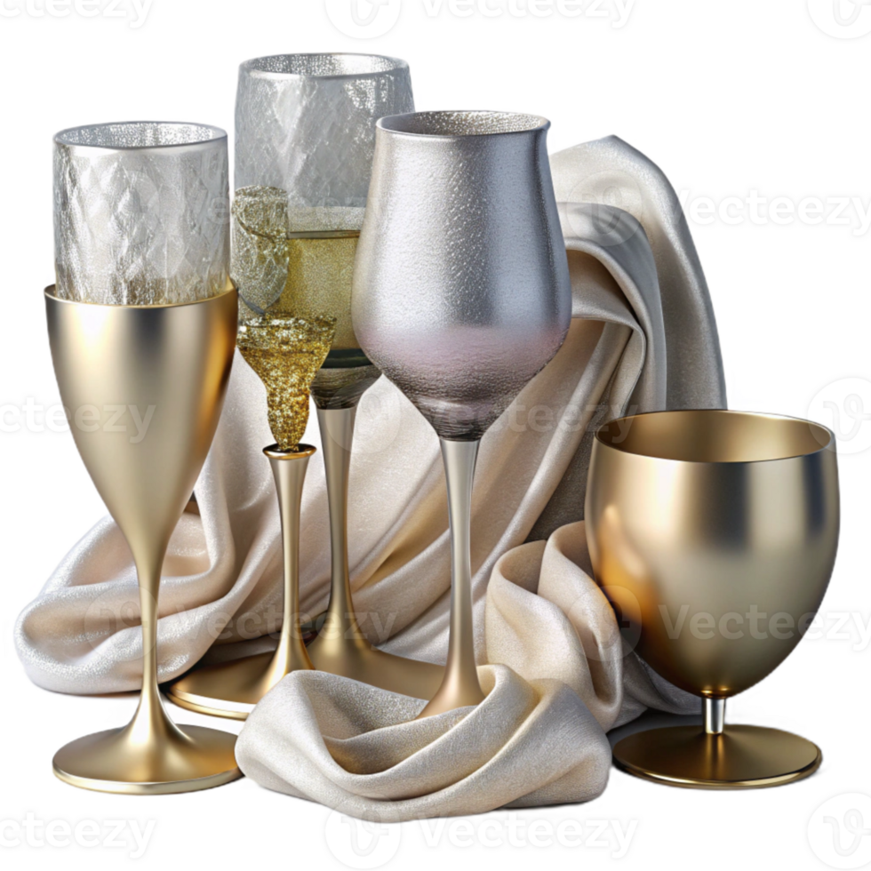 extraordinary rustic Glassware Collection Wine Glasses Champagne Flutes Elegant Design Isolated professional png