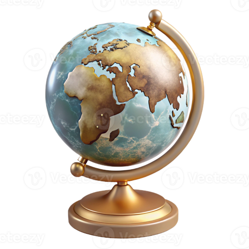 serene traditional Globe with Stand Geography Cutout for World Studies authentic png